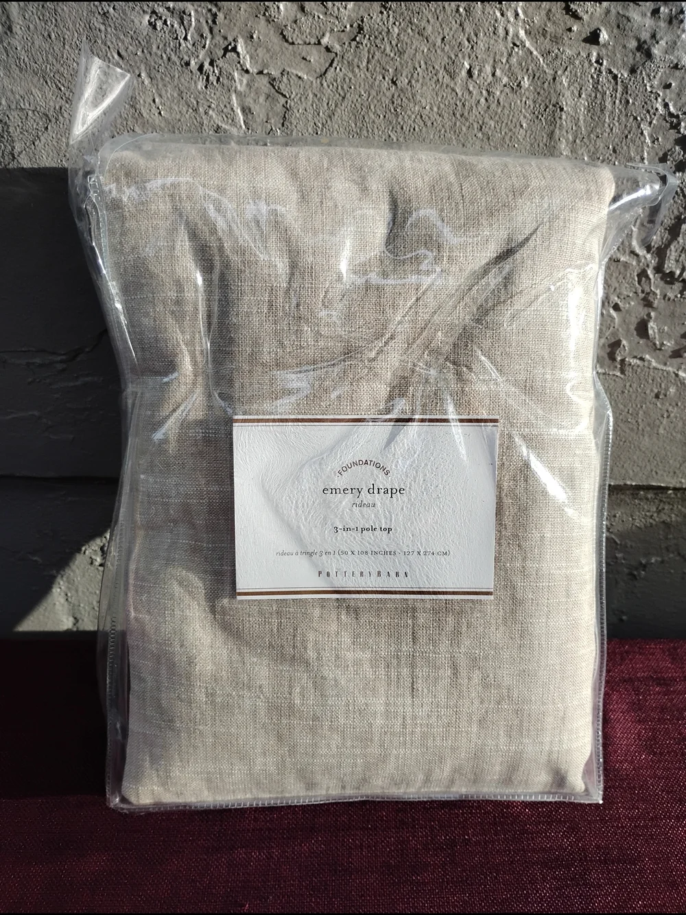 Pottery Barn Emery Linen Curtain Panel Oatmeal Beige 50x108